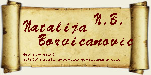 Natalija Borvičanović vizit kartica
